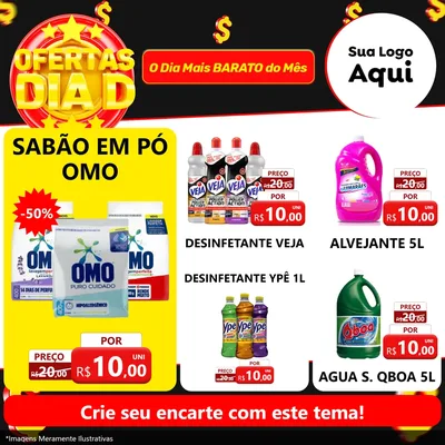 Modelo de Rede Social para Feed Facebook com o tema Dia D para Produtos de Limpeza
