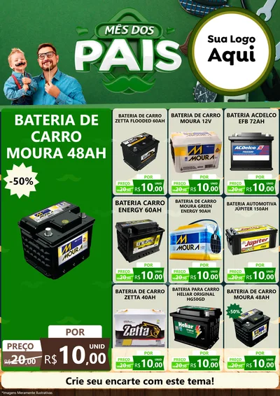 Modelo de Encarte para Encarte A4 Vertical com o tema Mês dos Pais para Baterias Elétricas