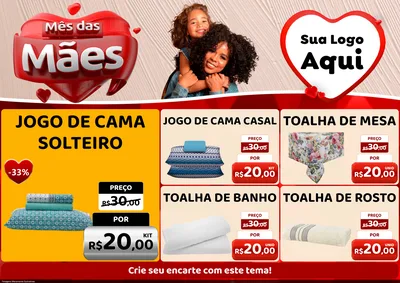 Modelo de Encarte para Encarte A4 Horizontal com o tema Mês das Mães para Cama, Mesa e Banho