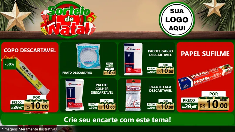 Modelo de TV para TV Horizontal com o tema Sorteio de Natal para Embalagens