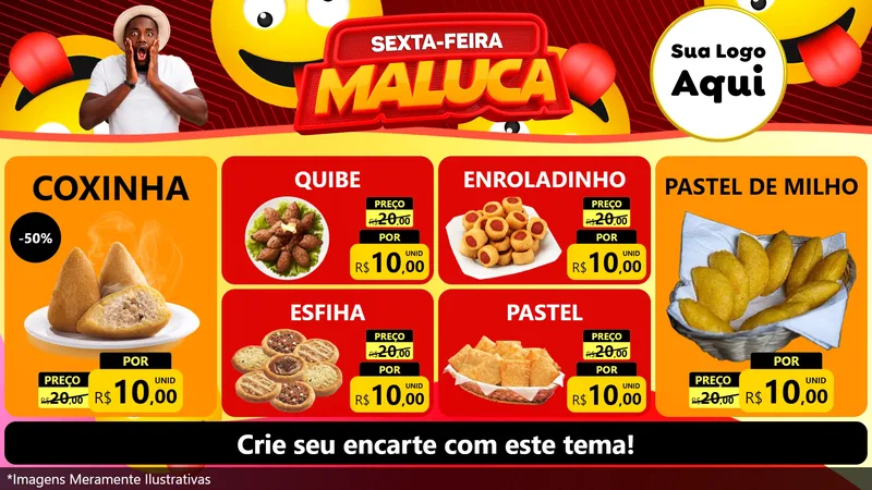Modelo de TV para TV Horizontal com o tema Sexta-feira Maluca para Salgadaria