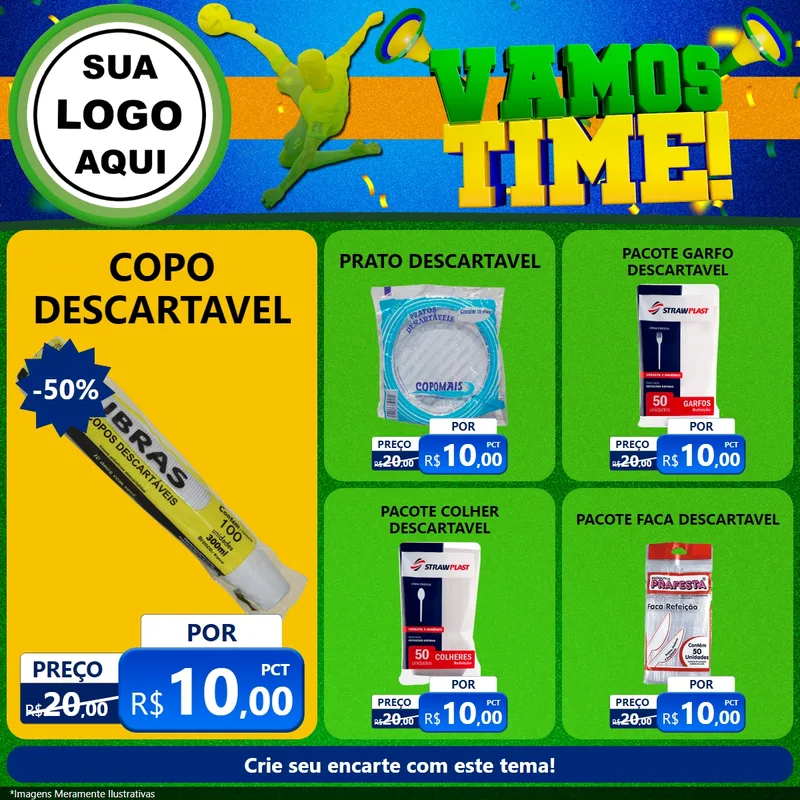 Modelo de Rede Social para Feed Facebook com o tema Vamos Time! para Embalagens