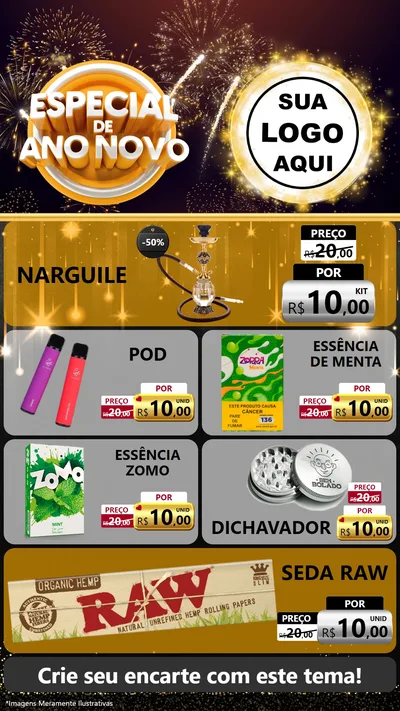 Modelo de TV para TV Vertical com o tema Especial de Ano Novo para Tabacaria