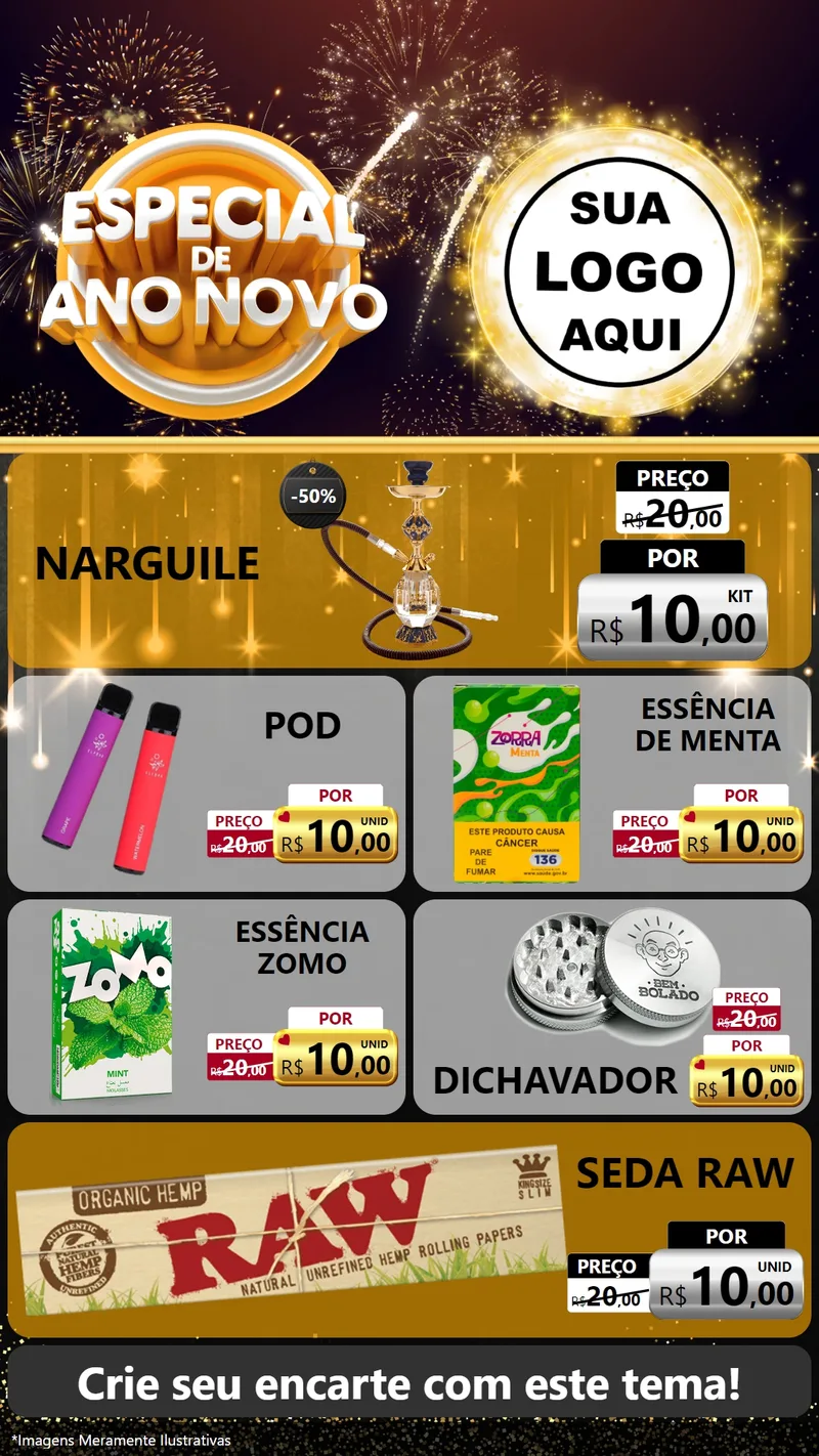 Modelo de TV para TV Vertical com o tema Especial de Ano Novo para Tabacaria
