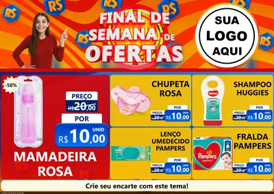 Modelo de Encarte para Encarte A4 Horizontal com o tema Final de Semana de Ofertas para Bebês