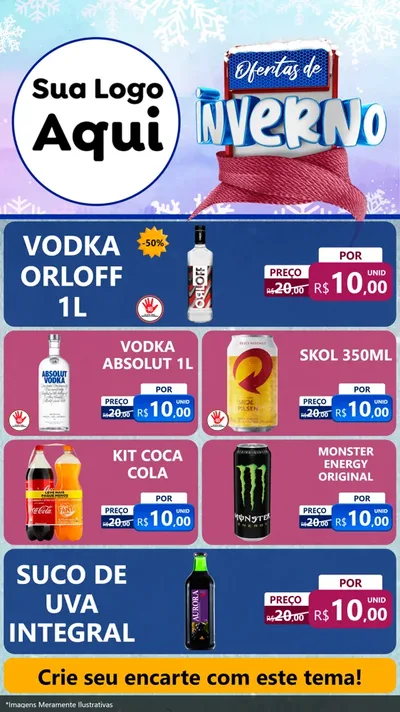 Modelo de TV para TV Vertical com o tema Ofertas de Inverno para Distribuidora de bebidas