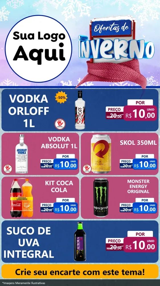 Modelo de TV para TV Vertical com o tema Ofertas de Inverno para Distribuidora de bebidas