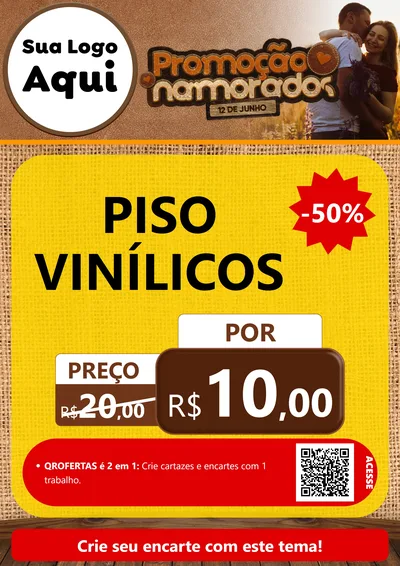 Modelo de Cartaz para Cartaz A4 Vertical com o tema Promoção Namorados para Material para Construção