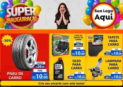 Modelo de Encarte para Encarte A4 Horizontal com o tema Super Inauguração para Auto peças