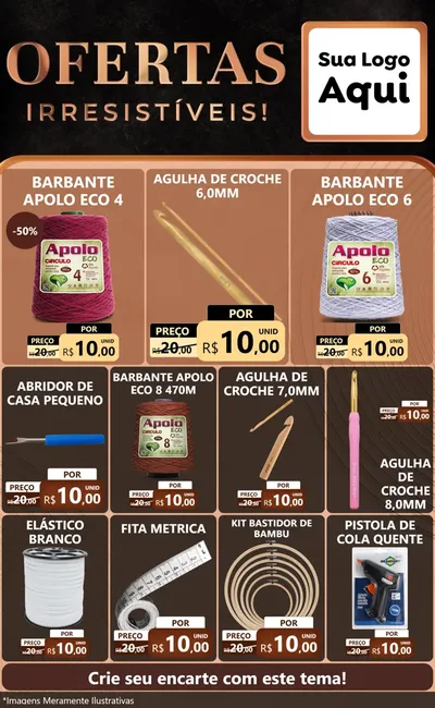 Modelo de Encarte para Encarte Grande com o tema Ofertas Irresistíveis! para Armarinho e Aviamentos
