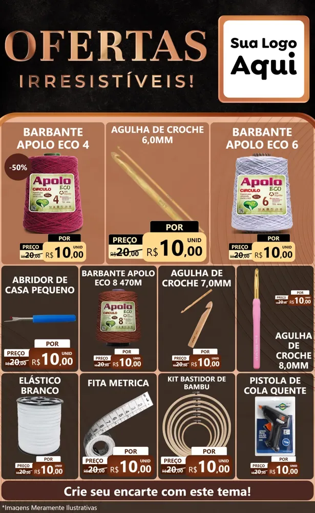 Modelo de Encarte para Encarte Grande com o tema Ofertas Irresistíveis! para Armarinho e Aviamentos