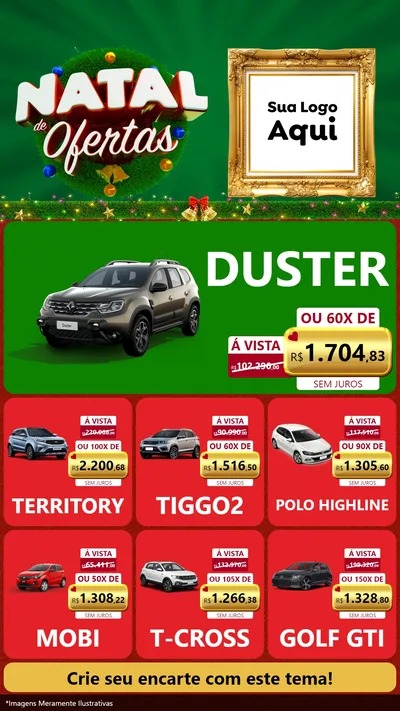 Modelo de Rede Social para Stories com o tema Natal de Ofertas para Concessionaria de Carros