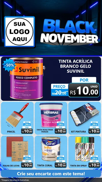 Modelo de Rede Social para Stories com o tema Black November para Tintas e Ferramentas