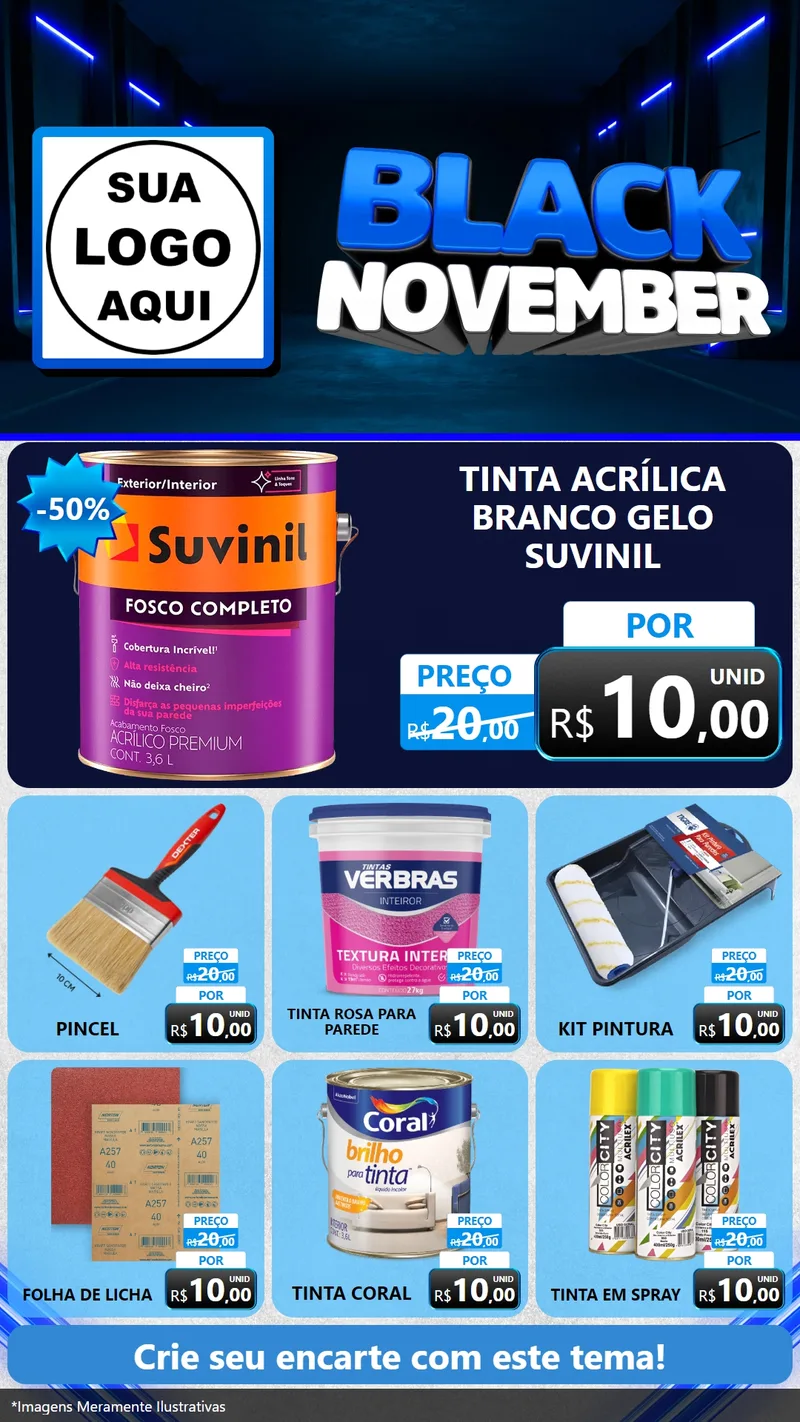 Modelo de Rede Social para Stories com o tema Black November para Tintas e Ferramentas