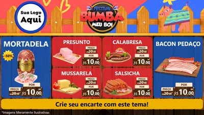 Modelo de TV para TV Horizontal com o tema Festival Bumba Meu Boi para Frios e Laticínios