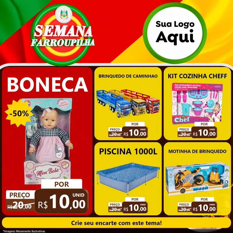 Modelo de Rede Social para Feed Facebook com o tema Semana Farroupilha para Brinquedos