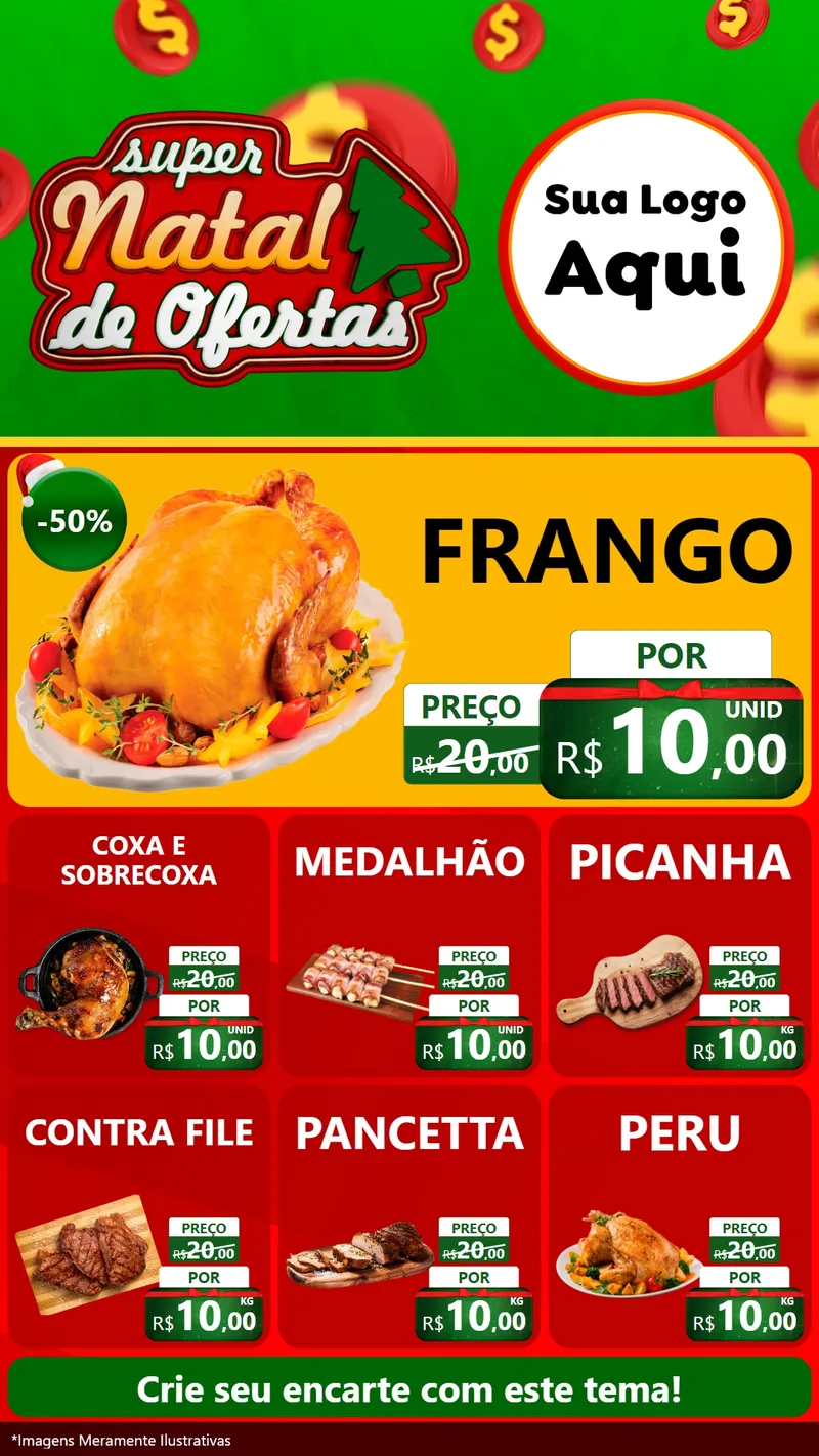 Modelo de Rede Social para Stories com o tema Super Natal de Ofertas para Assados