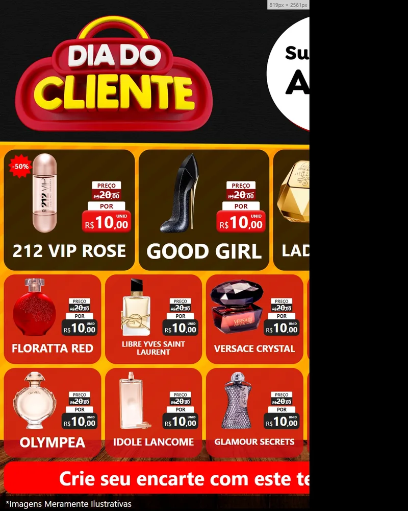 Modelo de Rede Social para Feed Instagram com o tema Dia do Cliente para Perfumes