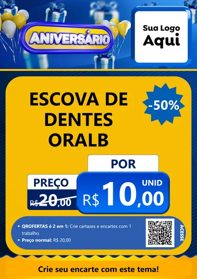 Modelo de Cartaz para Cartaz A4 Vertical com o tema Aniversário para Higiene Pessoal
