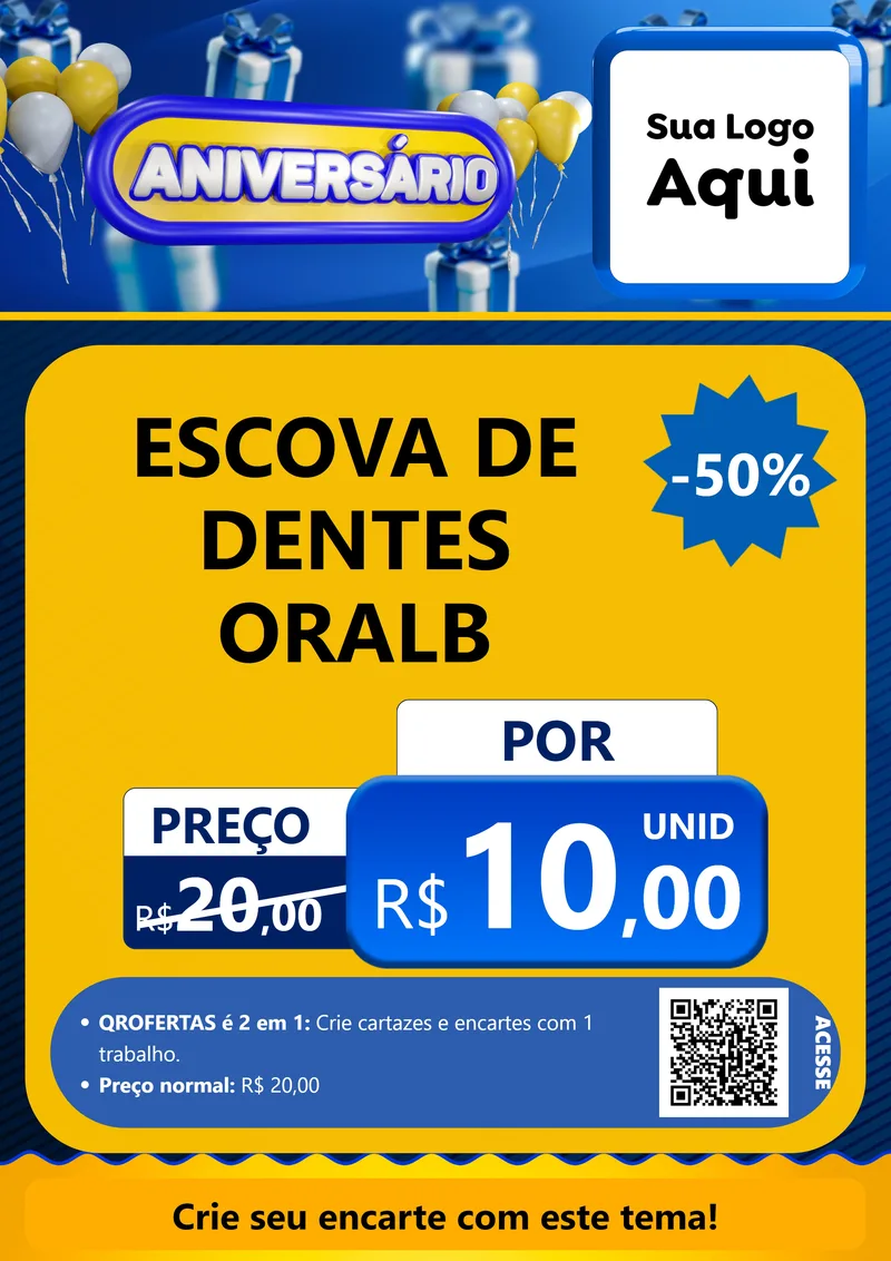 Modelo de Cartaz para Cartaz A4 Vertical com o tema Aniversário para Higiene Pessoal