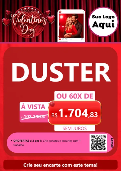 Modelo de Cartaz para Cartaz A4 Vertical com o tema Valentine's Day para Concessionaria de Carros