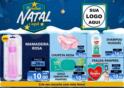 Modelo de Encarte para Encarte A4 Horizontal com o tema O Melhor Natal É Aqui! para Bebês