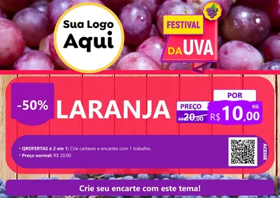 Modelo de Cartaz para Cartaz A4 Horizontal com o tema Festival da Uva para Hortifrúti