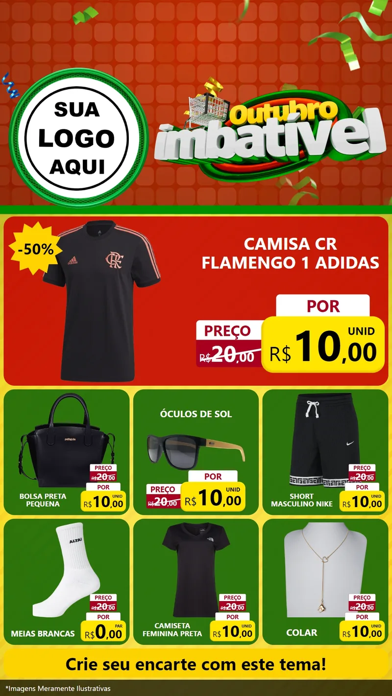 Modelo de Rede Social para Stories com o tema Outubro Imbatível para Roupas e acessórios