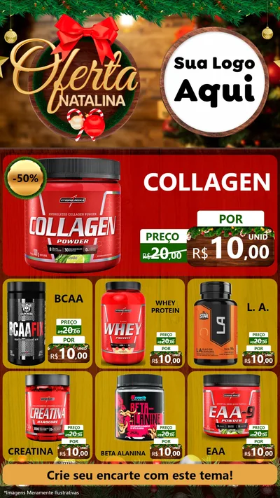 Modelo de Rede Social para Stories com o tema Ofertas Natalina para Suplementos alimentares