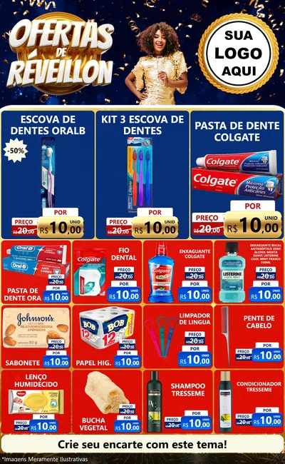 Modelo de Encarte para Encarte Grande com o tema Ofertas de Réveillon para Higiene Pessoal