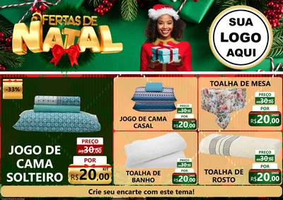 Modelo de Encarte para Encarte A4 Horizontal com o tema Ofertas de Natal para Cama, Mesa e Banho