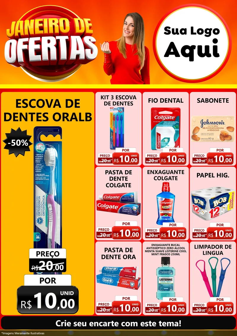 Modelo de Encarte para Encarte A4 Vertical com o tema Janeiro de Ofertas para Higiene Pessoal