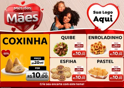 Modelo de Encarte para Encarte A4 Horizontal com o tema Mês das Mães para Salgadaria
