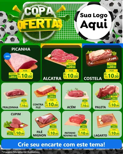 Modelo de Rede Social para Feed Instagram com o tema Copa De Ofertas para Açougue