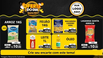 Modelo de TV para TV Horizontal com o tema Oferta do Dia - Quarta Feira! para Supermercado