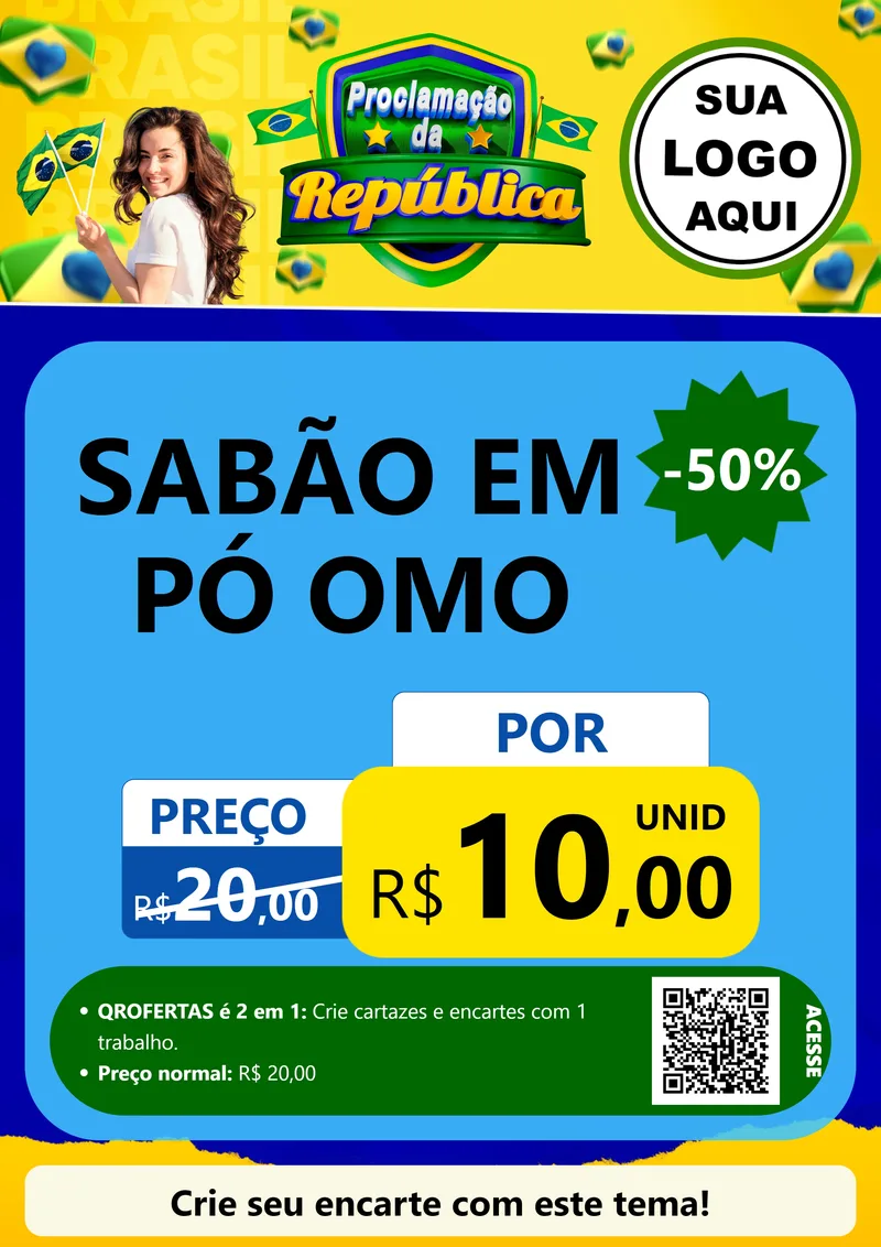 Modelo de Cartaz para Cartaz A4 Vertical com o tema Proclamação da República para Produtos de Limpeza