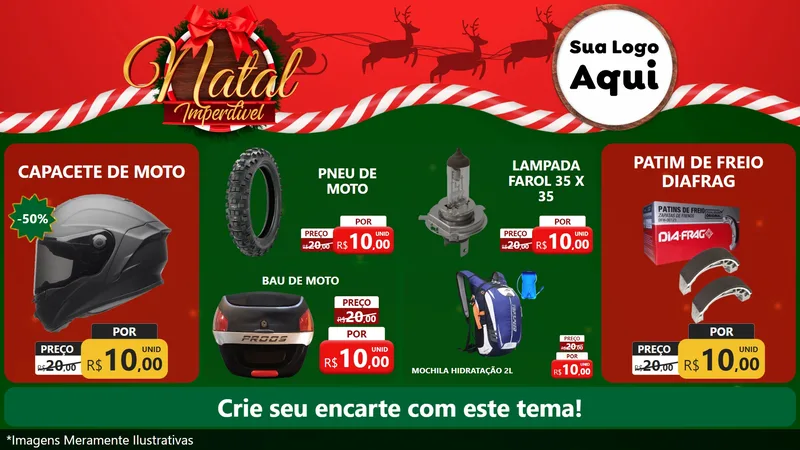 Modelo de TV para TV Horizontal com o tema Natal Imperdível para Moto peças