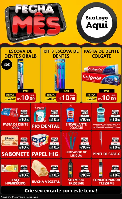 Modelo de Encarte para Encarte Grande com o tema Fecha Mês para Higiene Pessoal