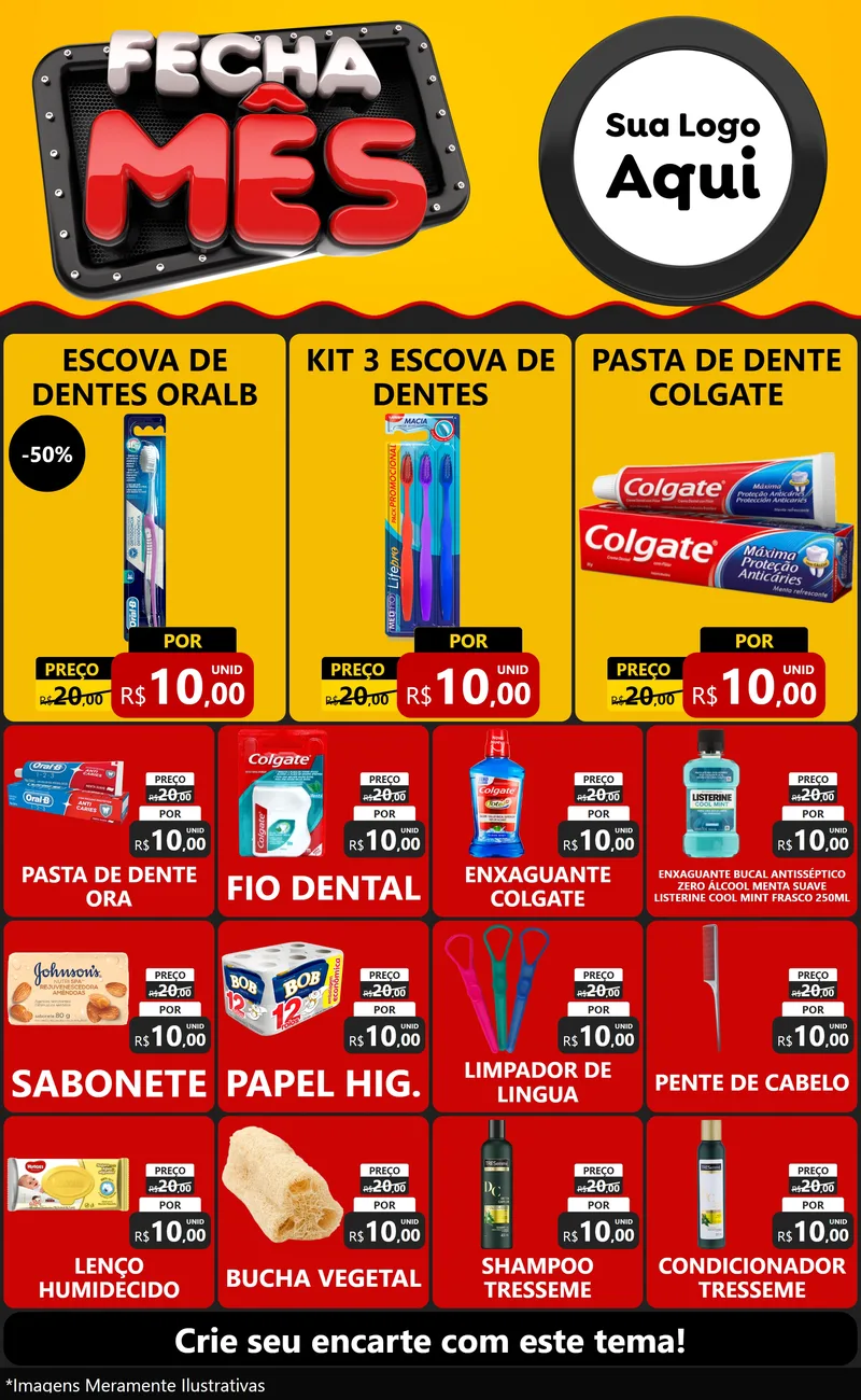 Modelo de Encarte para Encarte Grande com o tema Fecha Mês para Higiene Pessoal