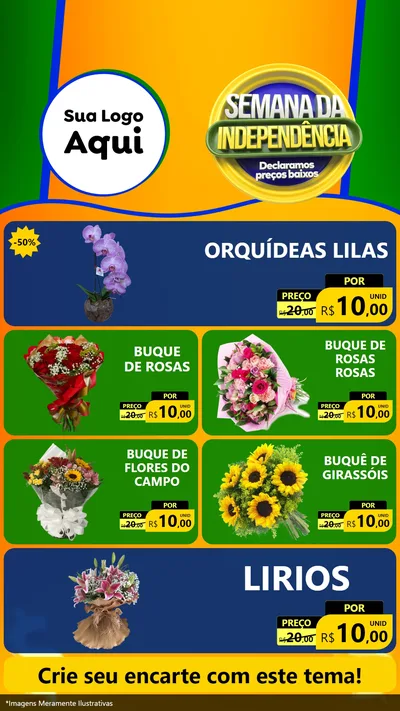 Modelo de TV para TV Vertical com o tema Semana da Independência Declaramos Preços Baixos para Floricultura e jardim