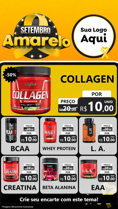 Modelo de Rede Social para Stories com o tema Setembro Amarelo para Suplementos alimentares