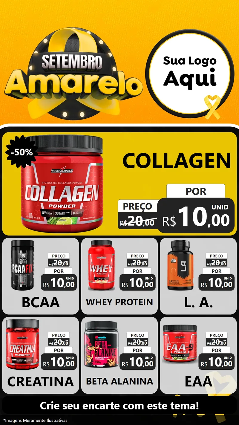 Modelo de Rede Social para Stories com o tema Setembro Amarelo para Suplementos alimentares