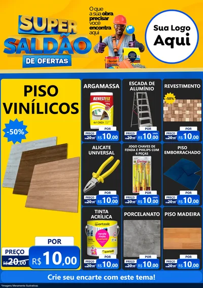 Modelo de Encarte para Encarte A4 Vertical com o tema Super Saldão de Ofertas para Material para Construção