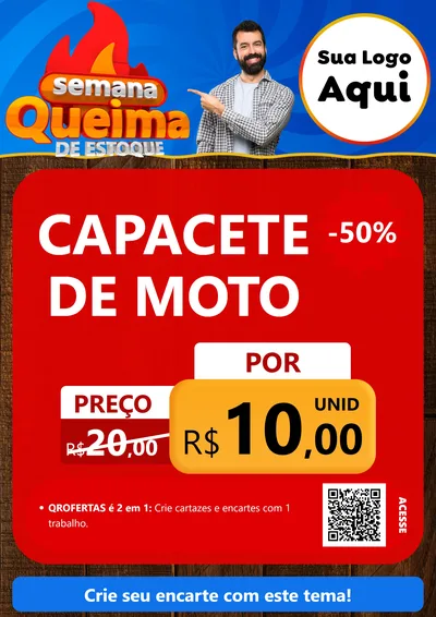 Modelo de Cartaz para Cartaz A4 Vertical com o tema Semana Queima de Estoque para Moto peças