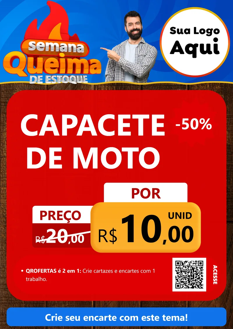 Modelo de Cartaz para Cartaz A4 Vertical com o tema Semana Queima de Estoque para Moto peças