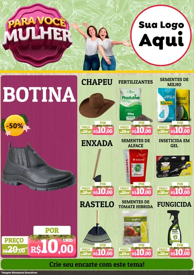 Modelo de Encarte para Encarte A4 Vertical com o tema Para Você Mulher para Agropecuária