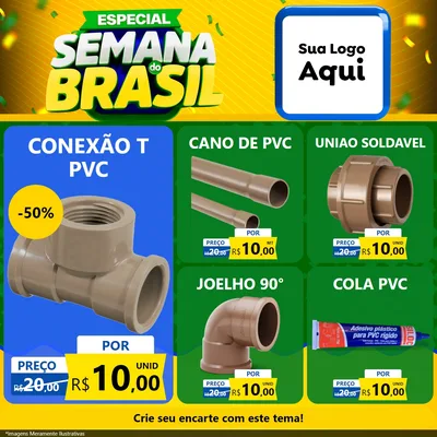 Modelo de Rede Social para Feed Facebook com o tema Especial Semana do Brasil para Tubos e conexões