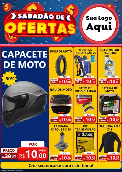 Modelo de Encarte para Encarte A4 Vertical com o tema Sabadão de Ofertas para Moto peças