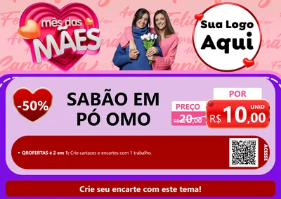 Modelo de Cartaz para Cartaz A4 Horizontal com o tema Mês Das Mães para Produtos de Limpeza