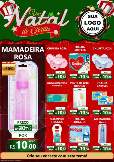 Modelo de Encarte para Encarte A4 Vertical com o tema Um Natal de Ofertas para Bebês